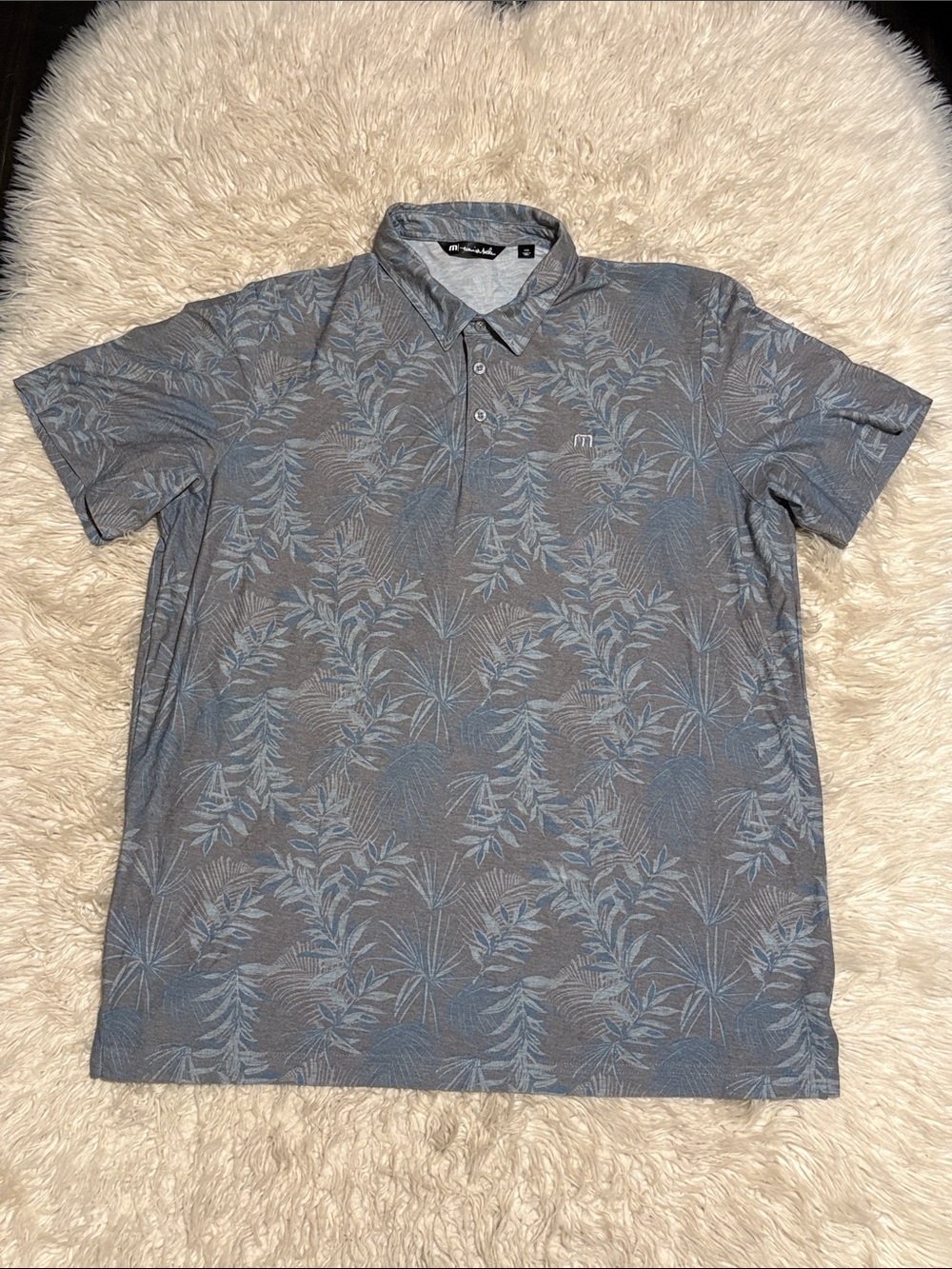 Travis Mathew Men's Blue Floral Polo Shirt